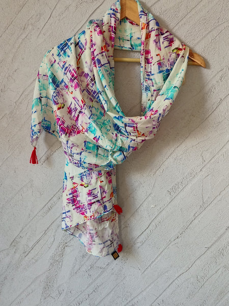 Classy Multicolor Printed Muslin Casual Scarves/Stoles for Women SC61