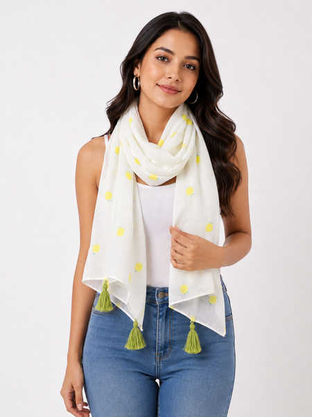 Dazzling White Printed Muslin Everyday Stylish Scarves/Stoles for Women SC62