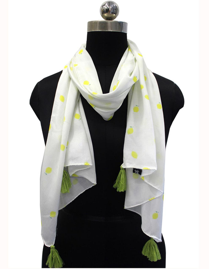 Dazzling White Printed Muslin Everyday Stylish Scarves/Stoles for Women SC62