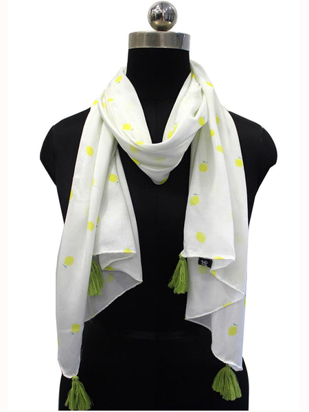 Dazzling White Printed Muslin Everyday Stylish Scarves/Stoles for Women SC62