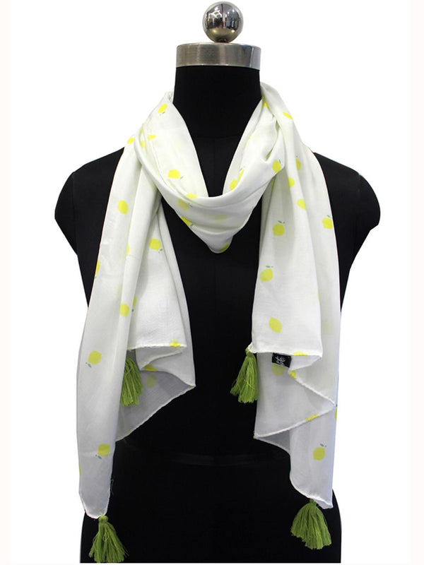 Dazzling White Printed Muslin Everyday Stylish Scarves/Stoles for Women SC62