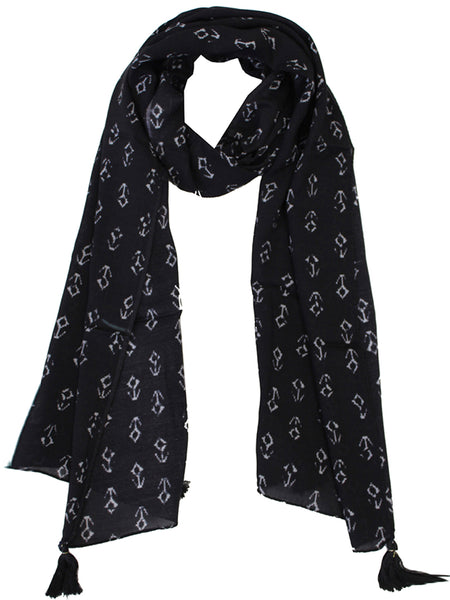 Pleasing Black Printed Muslin Daily Wear Scarves/Stoles for Women SC67