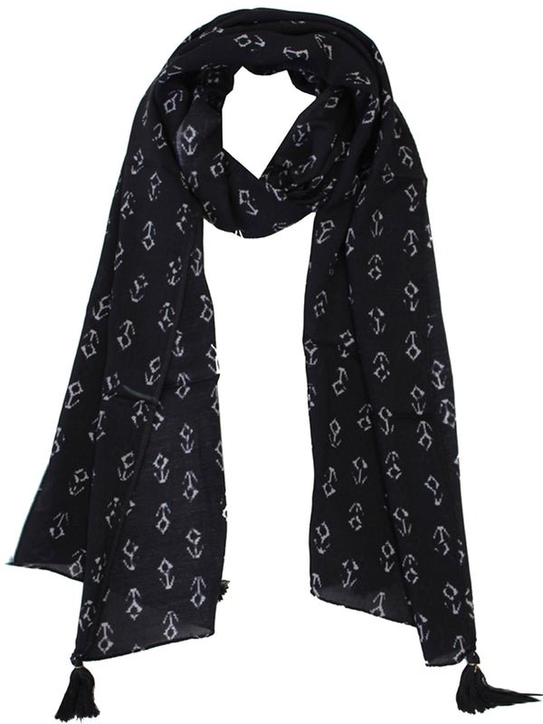 Pleasing Black Printed Muslin Daily Wear Scarves/Stoles for Women SC67