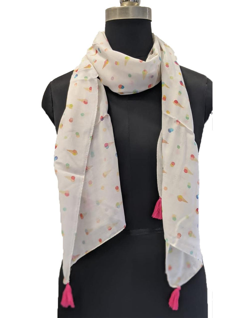 Stunning white Printed Muslin Everyday Stylish Scarves/Stoles for Women SC69
