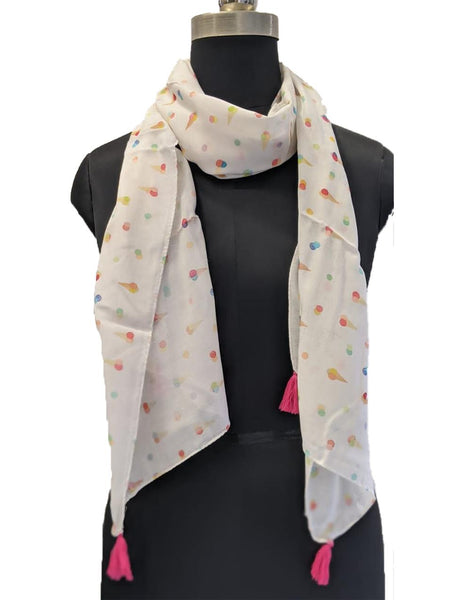Stunning white Printed Muslin Everyday Stylish Scarves/Stoles for Women SC69
