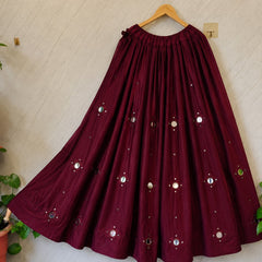 Cotton Silk Mirror Work Navratri Lehenga