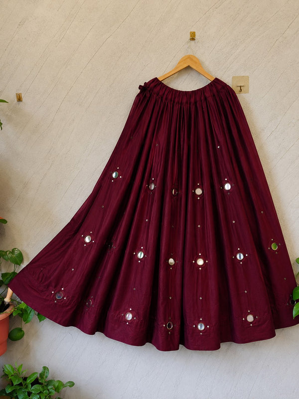 Cotton Silk Mirror Work Navratri Lehenga