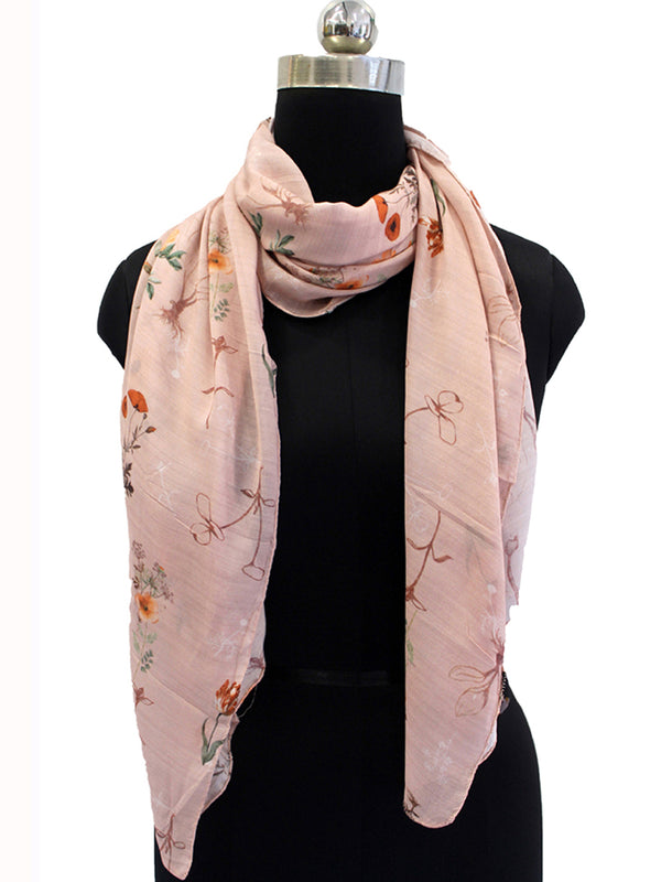 Stunning Pink Printed Muslin Regular Wear Scarves/Stoles for Women SC6