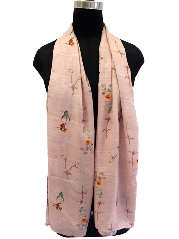 Stunning Pink Printed Muslin Regular Wear Scarves/Stoles for Women SC6