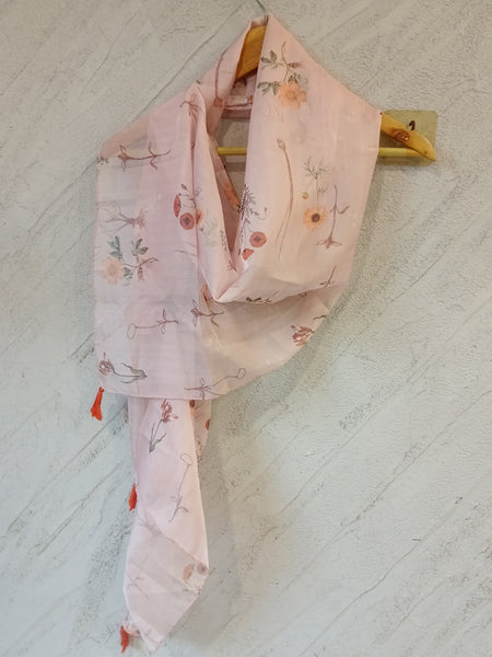Stunning Pink Printed Muslin Regular Wear Scarves/Stoles for Women SC6
