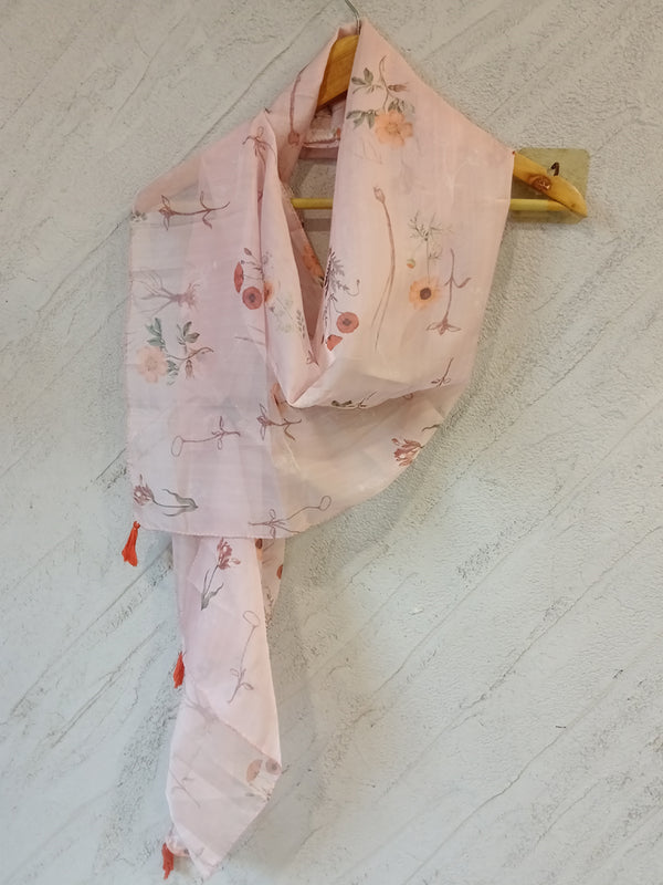 Stunning Pink Printed Muslin Regular Wear Scarves/Stoles for Women SC6