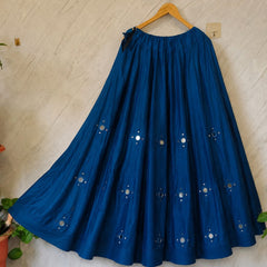 Cotton Silk Mirror Work Navratri Lehenga Set