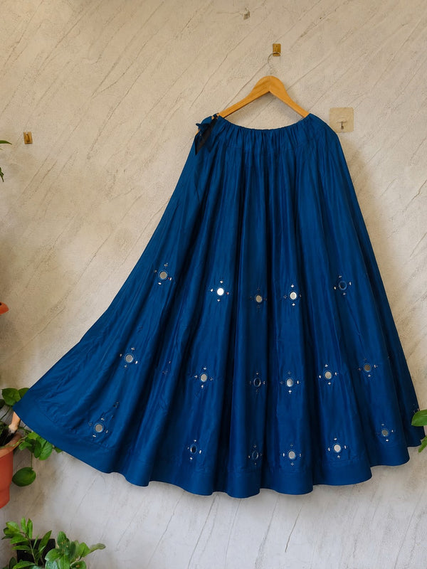 Cotton Silk Mirror Work Navratri Lehenga Set