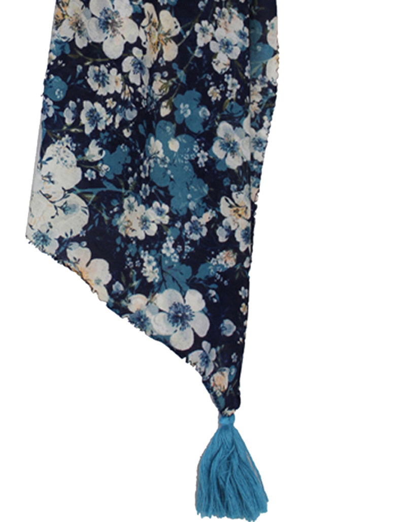 Splendid Blue Printed Muslin Designer Scarves/Stoles for Women SC70