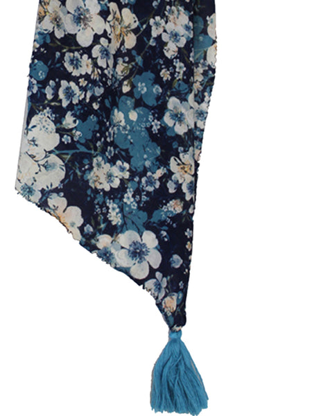 Splendid Blue Printed Muslin Designer Scarves/Stoles for Women SC70