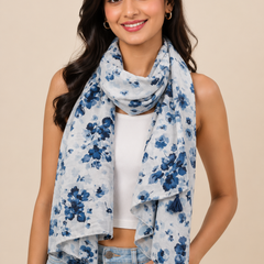 Pleasing Multicolor Printed Muslin Regular Wear Scarves/Stoles for Women SC71