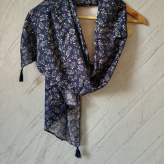 Appealing Blue Printed Muslin Everyday Scarves/Stoles for Women SC72