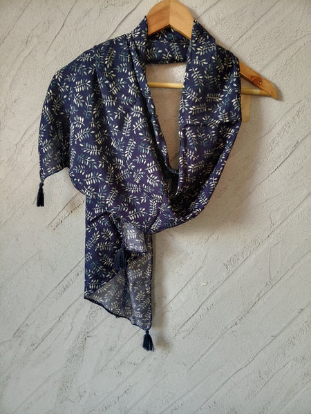 Appealing Blue Printed Muslin Everyday Scarves/Stoles for Women SC72