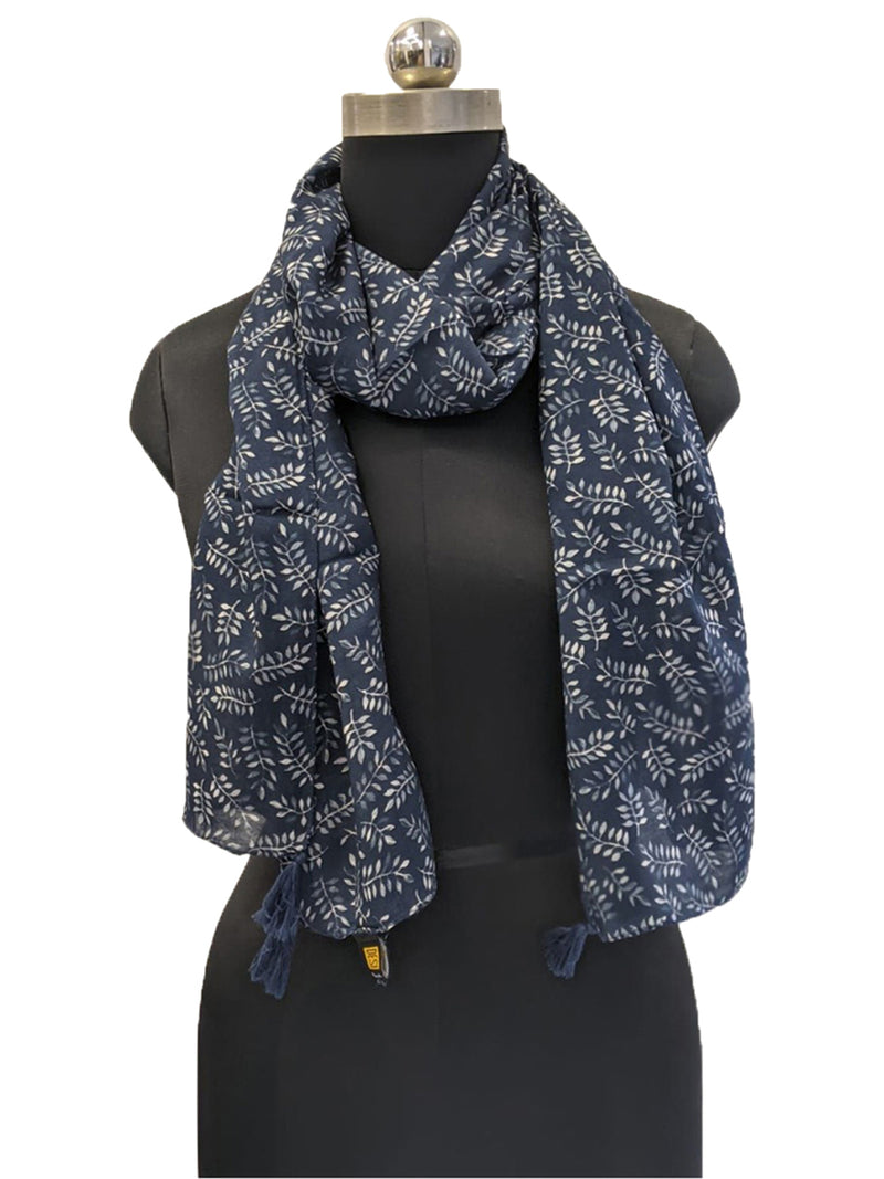 Appealing Blue Printed Muslin Everyday Scarves/Stoles for Women SC72