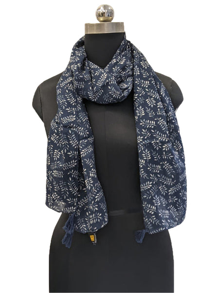 Appealing Blue Printed Muslin Everyday Scarves/Stoles for Women SC72