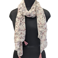 Splendid white Printed Muslin Daily Wear Scarves/Stoles for Women SC73