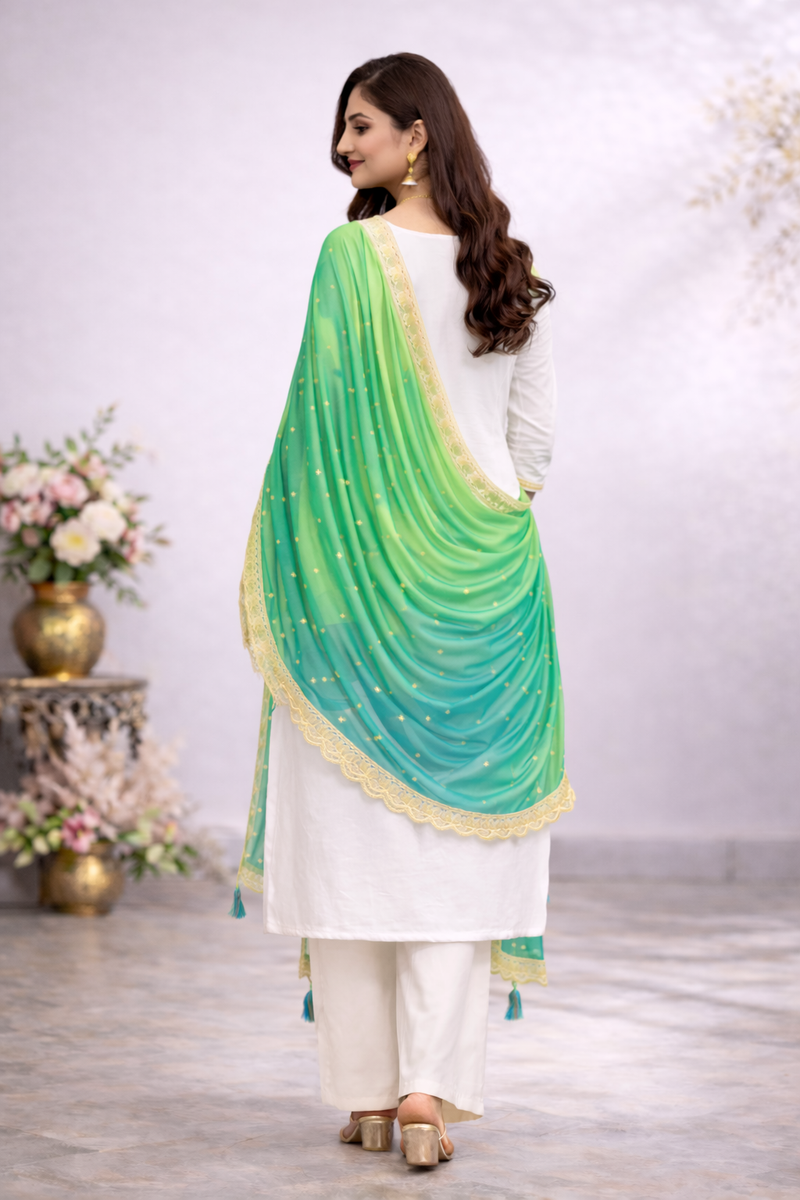 DESI BUTIK Pink & Orange Ombre Embellished Dupatta DB2249