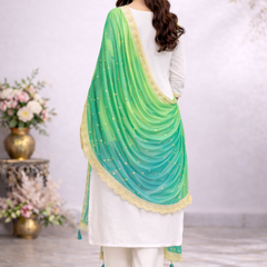 DESI BUTIK Pink & Orange Ombre Embellished Dupatta DB2249