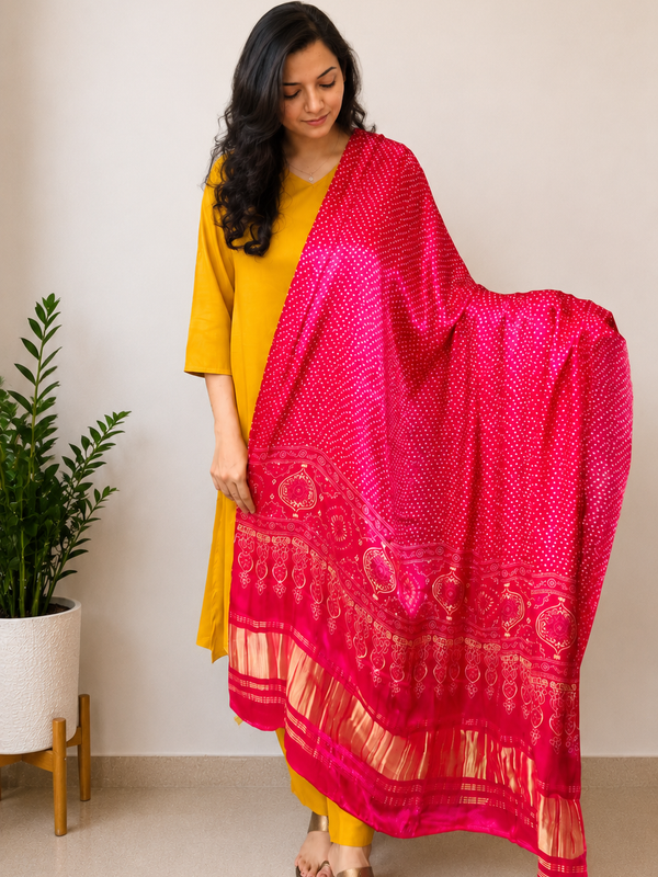 Desibutik Women's Yellow V-Neck Kurta Set