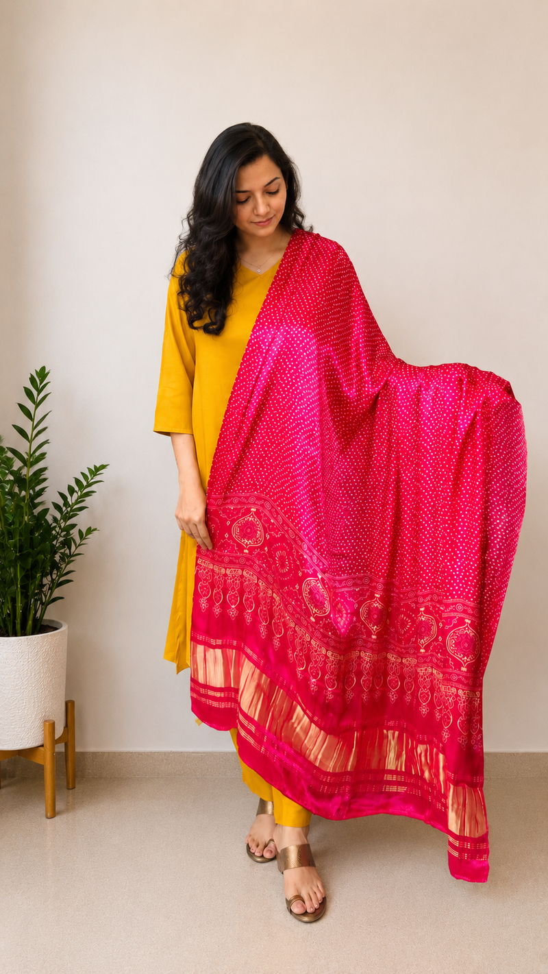 Desibutik Women's Yellow V-Neck Kurta Set