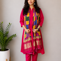 Desibutik Women's Rani Pink Collor Neck Kurta Set