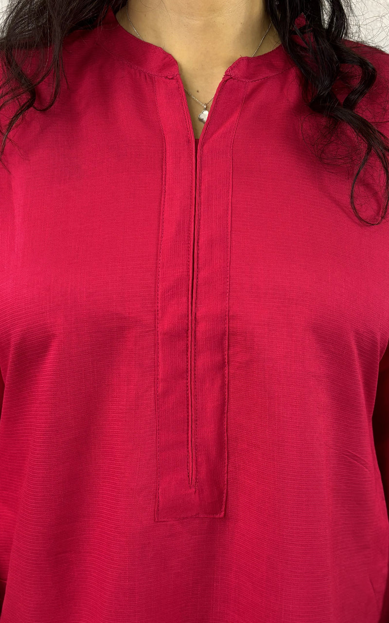 Desibutik Women's Rani Pink Collor Neck Kurta Set
