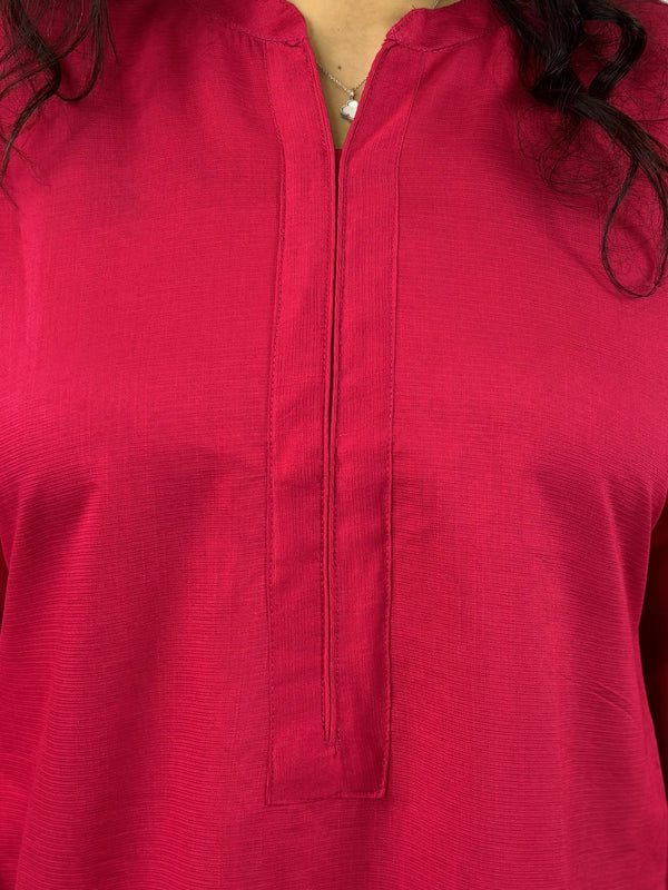 Desibutik Women's Rani Pink Collor Neck Kurta Set