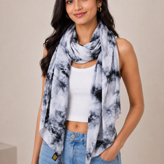 Beautiful Grey Tie Dye Muslin Everyday Scarves/Stoles for Women SC93