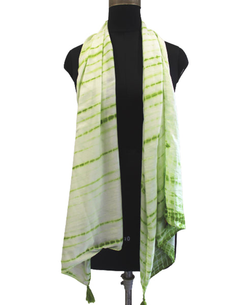 Decent Green Tie Dye Muslin Everyday Scarves/Stoles for Women SC94