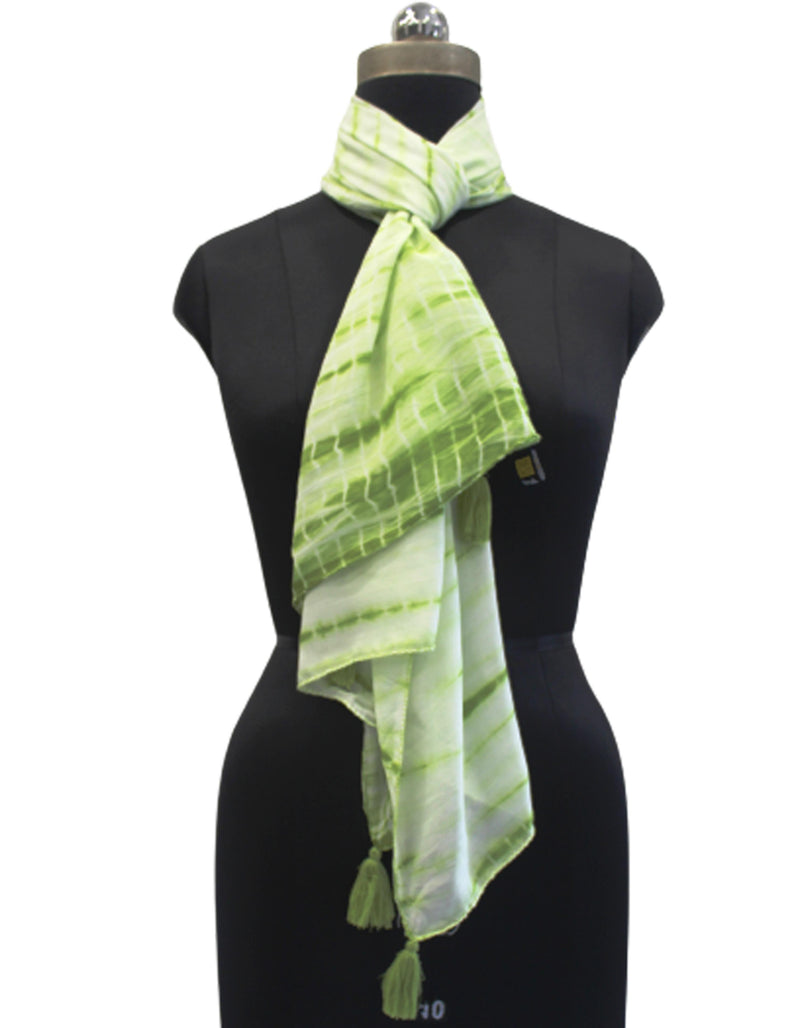 Decent Green Tie Dye Muslin Everyday Scarves/Stoles for Women SC94