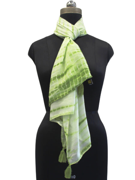 Decent Green Tie Dye Muslin Everyday Scarves/Stoles for Women SC94