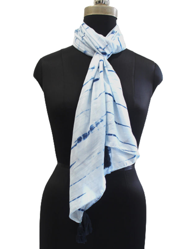 Splendid Blue Tie Dye Muslin Everyday Scarves/Stoles for Women SC95