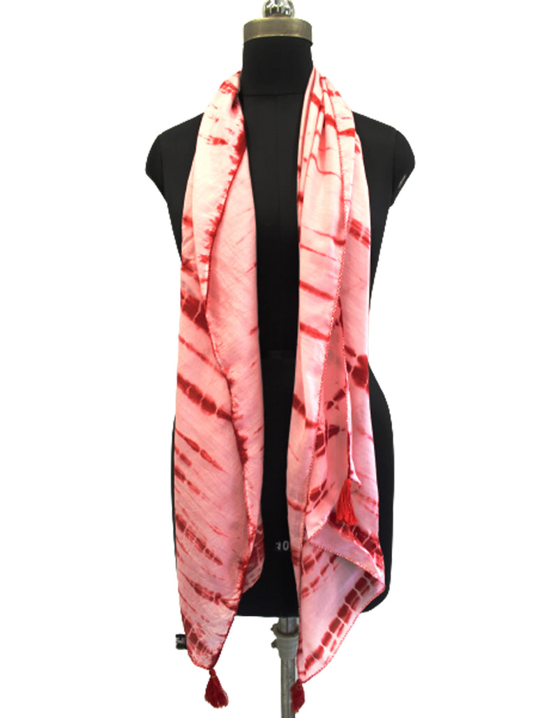 Stunning Red Tie Dye Muslin Everyday Scarves/Stoles for Women SC96