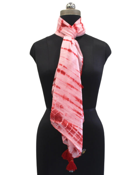 Stunning Red Tie Dye Muslin Everyday Scarves/Stoles for Women SC96