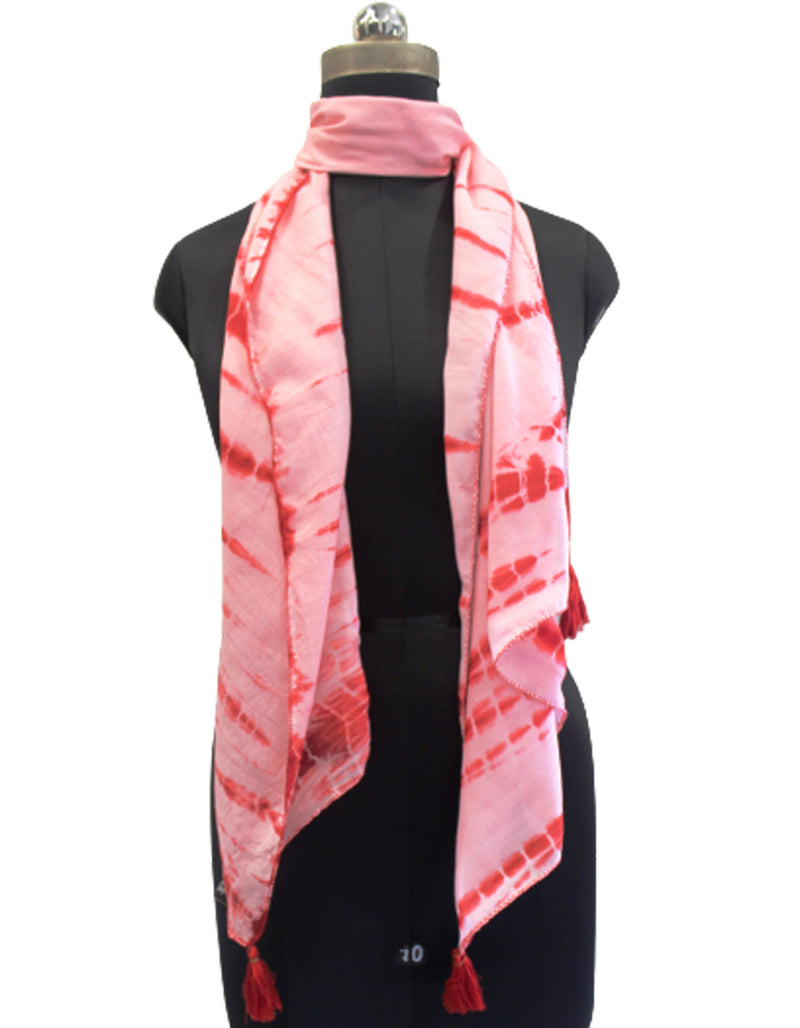 Stunning Red Tie Dye Muslin Everyday Scarves/Stoles for Women SC96