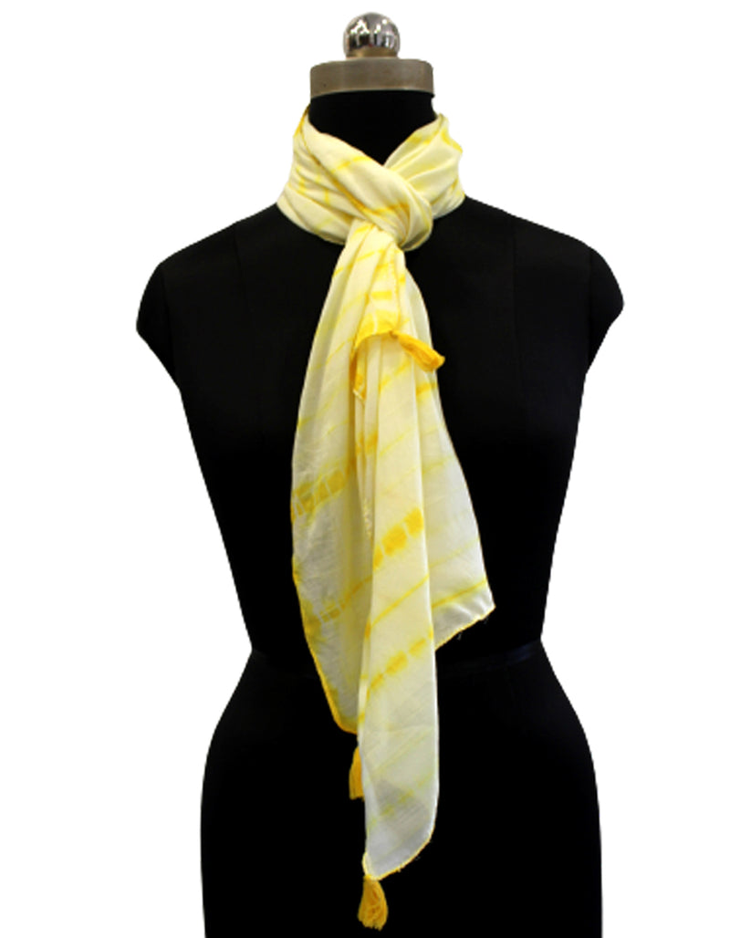 Pleasing Lemon Yellow Tie Dye Muslin Everyday Scarves/Stoles for Women SC97