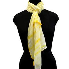 Pleasing Lemon Yellow Tie Dye Muslin Everyday Scarves/Stoles for Women SC97