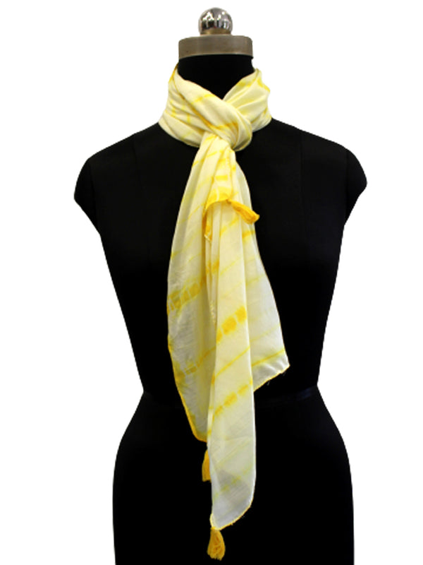Pleasing Lemon Yellow Tie Dye Muslin Everyday Scarves/Stoles for Women SC97