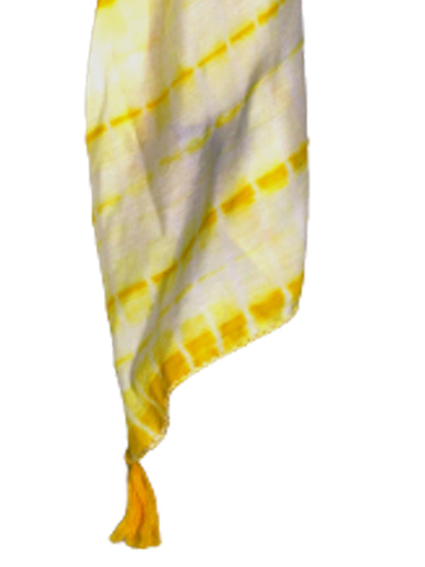 Pleasing Lemon Yellow Tie Dye Muslin Everyday Scarves/Stoles for Women SC97