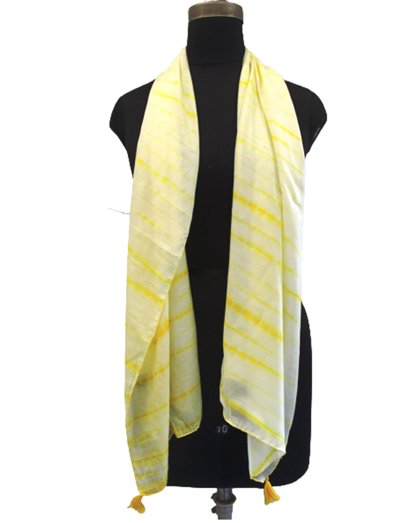 Pleasing Lemon Yellow Tie Dye Muslin Everyday Scarves/Stoles for Women SC97