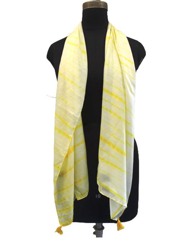 Pleasing Lemon Yellow Tie Dye Muslin Everyday Scarves/Stoles for Women SC97