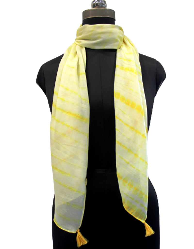 Pleasing Lemon Yellow Tie Dye Muslin Everyday Scarves/Stoles for Women SC97