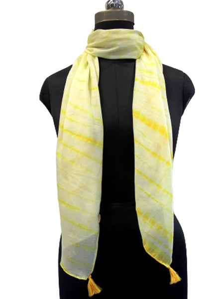 Pleasing Lemon Yellow Tie Dye Muslin Everyday Scarves/Stoles for Women SC97