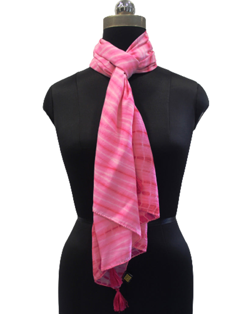 Pretty Rani Pink Tie Dye Muslin Everyday Scarves/Stoles for Women SC98
