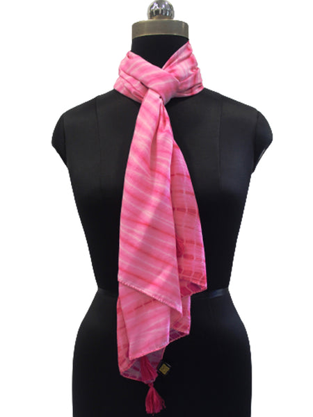 Pretty Rani Pink Tie Dye Muslin Everyday Scarves/Stoles for Women SC98